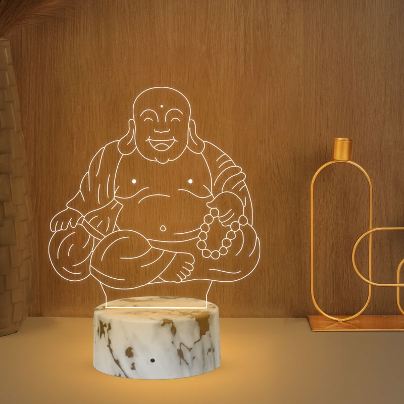 3D Laughing Buddha Led Night lamp with Warm White Color Home Decor Lamp